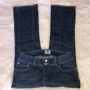 Western JW Junction West Dark Denim Flare Jeans Cowboy Double Button 10